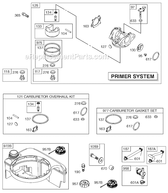 Page B Diagram and Parts List for 129H00SERIES 0005-0185 Briggs and Stratton Engine